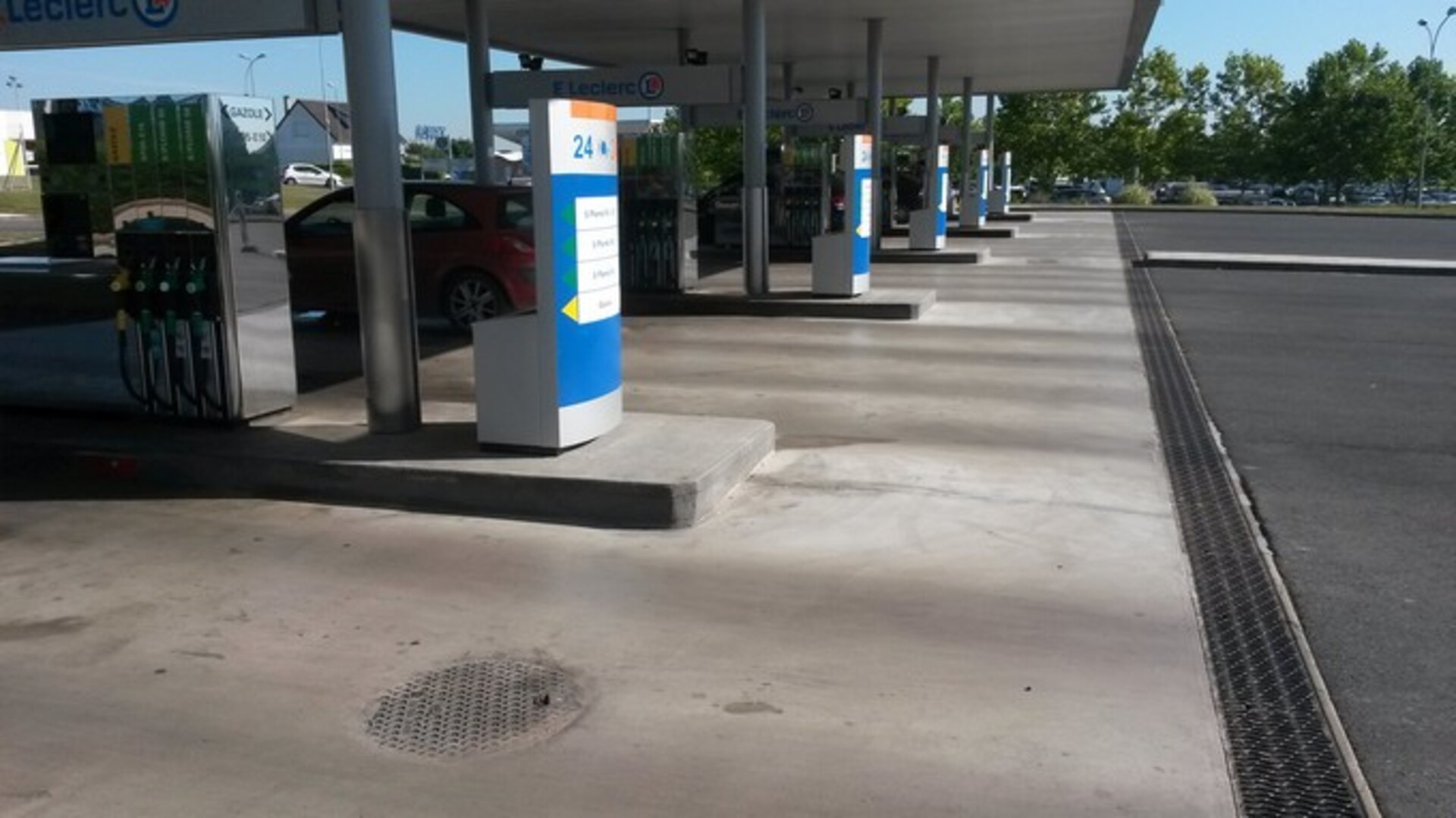Industrial floor at gas station